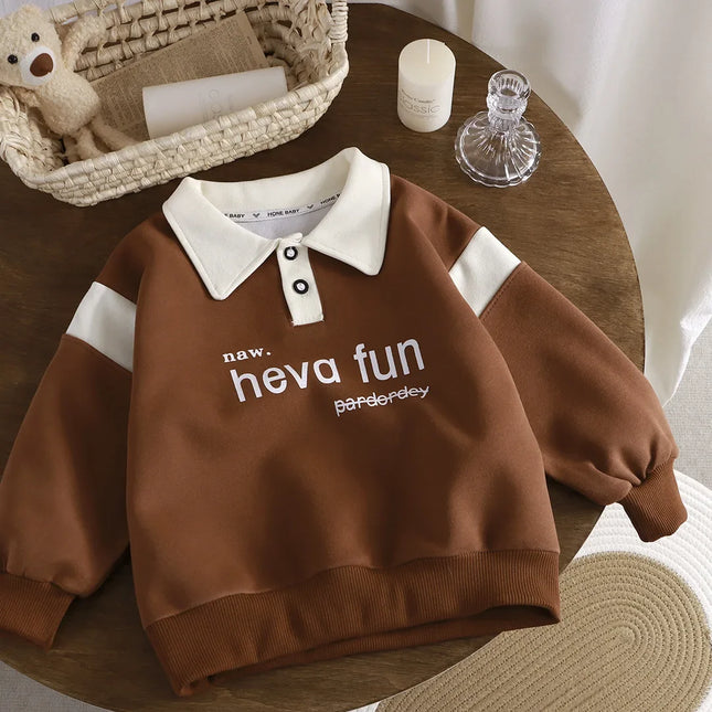Autumn Wear Long Sleeve Turn-down Collar Sweatshirt Loose Fit Children's Polo Shirt for Boys Spring Summer New Arrival