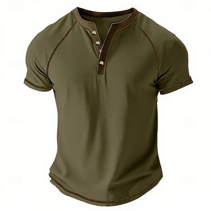 Retro Men's Button-Down T-Shirt Minimalist Print T-Shirt Loose-Fit Casual Summer Polo Shirt Stylish Streetwear Men's Top