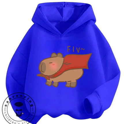 Kids Capybara Street Casual Hoodie Boys Girls Autumn Winter Cute Kawaii Fashion Cartoon Outdoor Tops 3 14 Years