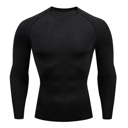 Compression Shirt Men Solid Dry Fit Long Sleeve Sportswear For Male Gym Clothing Running Fitness Tee Training Workout Muscle Top