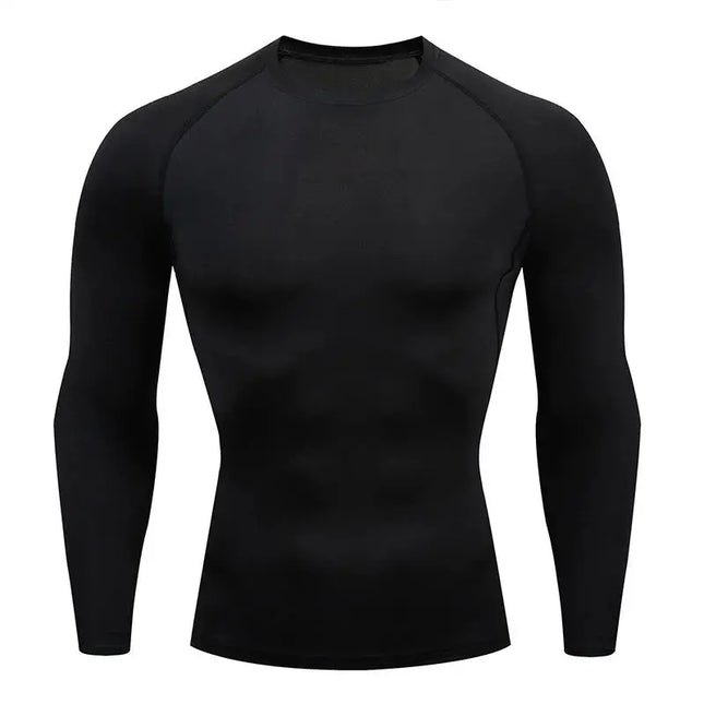 Compression Shirt Men Solid Dry Fit Long Sleeve Sportswear For Male Gym Clothing Running Fitness Tee Training Workout Muscle Top