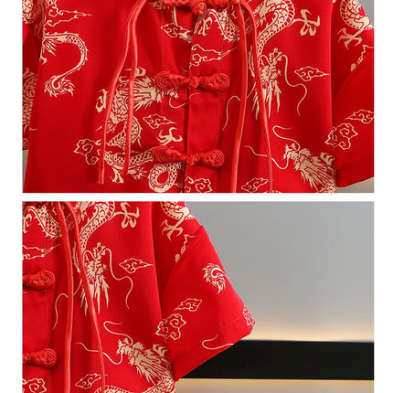 Short Sleeve Tops Shorts 2 Piece Set Boy Outfit Casual Kids Clothes Baby Tang Hanfu Suit Boys Costume Children's Sets Summer
