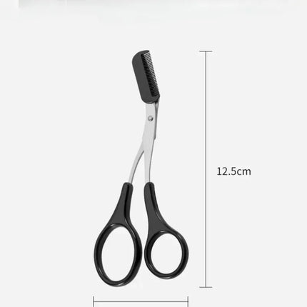 1Pc Safe Eyebrow Trimmer Black Eyebrow Scissors with Comb Hair Removal Shaver Eyebrows Shaping Makeup Tool  Stainless Steel 2025