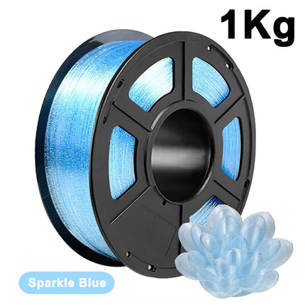 PLA 3D Printing Materia 1.75mm Transparent Crystal Sparkle Blue pla Crystal 3D Printer Material 250g 1Kg Vacuum Packaging