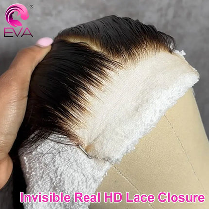 Eva 5x5/6x6 Invisible HD Lace Closures Human Hair Small Knots 13X4/13X6 HD Lace Frontals Melt Skins Straight & Body Wave Hair