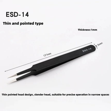 Stainless Steel Tweezers Set,Pointed,Elbow,Flat Head Tweezers Set Hand Tools Industrial Repair Tools Anti-static