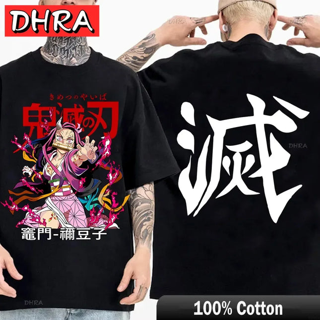 Demon Slayer T Shirt Nezuko Tshirt Women Kimetsu No Yaiba Top Tees Japanese Anime Tanjirou Kamado Tops Manga Harajuku T-shirt
