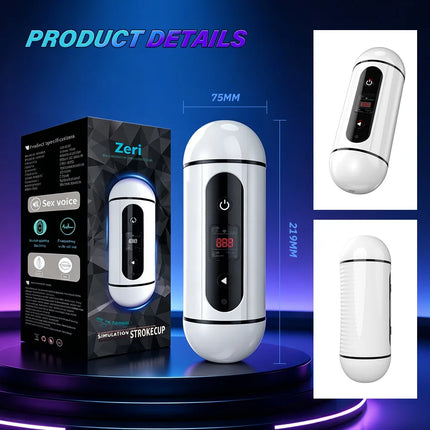 12 Frequency Vibration Double-ended Male Masturbator Cup, Realistic Interactive Male Adult Sex Toy with Counting Display For Men