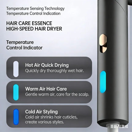 New Foldable Hair Dryer 2400W High Power 15 Second Quick Drying Hair Salon Home Cold and Hot Air Silent Hairdryer