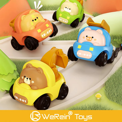 Adorable Animal Shaped Inertia Cars - Little Tiger Bear Pig Dog Cute Toy Vehicles for Kids