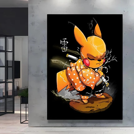 Japanese Anime Canvas Paintings Pokemon Pikachu Poster Cartoon Character Picture Bright and Clear Colors High Quality Home Decor