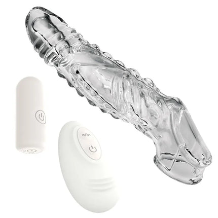 Wireless Vibrating Condoms Enlargement Delay For Men Reusable Dildo Vibrator Penis Ring Sleeve Adult Sex Toy Sex Product 2024