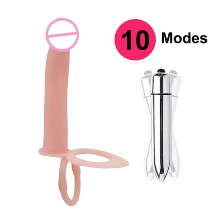 Double Penetration Strapon Dildo Vibrator Silicone Strap On Penis Anal Plug Cock Ring Adult Sex Toys for Men Women