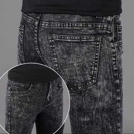 Denim Winter Velvet Thickened Slim-fitting Small Feet Elastic Casual Warm Men's Pants Cotton Trousers Jeans for Men Streetwear