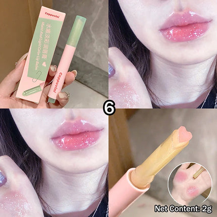 Shimmer Heart Jelly Lipstick Pen Hydrating Ice Rose Solid Lip Gloss Tinted Mirror Finish Water Gloss Pomelo Lip Balm Cosmetics