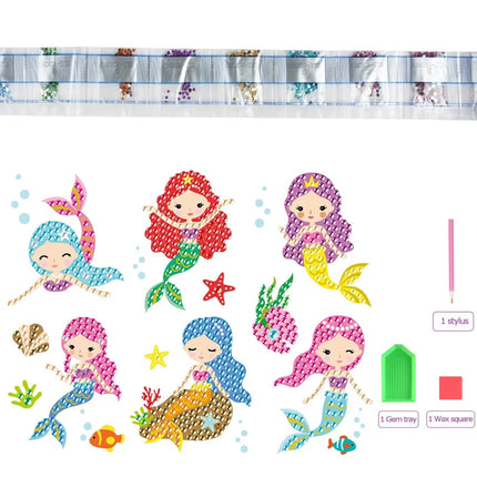 Mermaid Diamond Painting Stickers Kits DIY Double Side Big Gem 5D Keychain Arts Crafts Girls Dot Painting Kits for Beginners