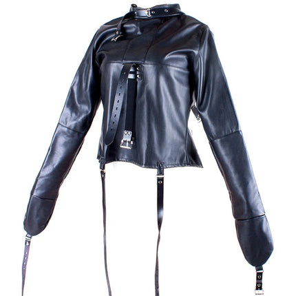 BDSM Sex Bondage Leather Arm Binder Restraint Straitjacket,Cosplay Sexy Costume Slave Binding Straight Jacket Sex Toys For Women