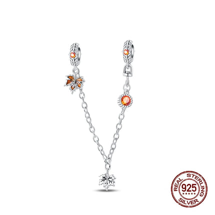 Autumn New 925 Sterling Silver Brown Maple Leaf Pumpkin Bee Charms Bead Fit 3mm 925 Original Bracelets DIY Jewelry Warm Gift