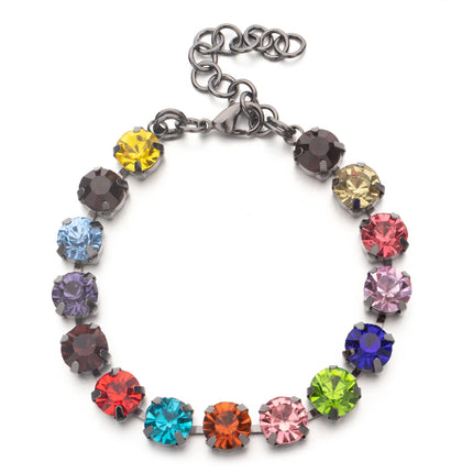 New Design Hot Deal Crystal Charms Bracelets For Women Claw Drill Set Colorful Crystal Bracelets Lobster Clasp  Link Chain