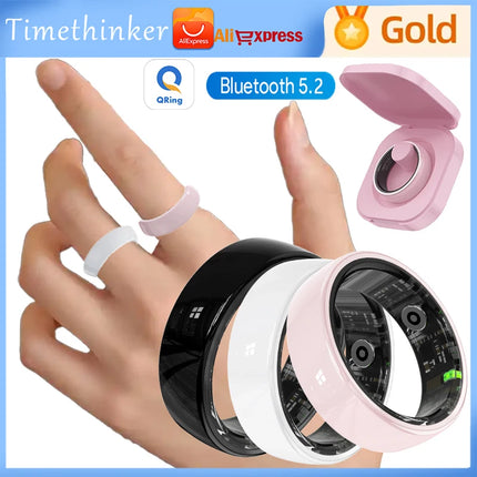 R12 Smart Ring with Charging Case ceramic ring Waterproof Women Health Ring Heart Rate Sleep Monitor Gesture Control SmartRing