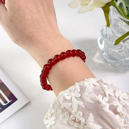 Natural Stone Pink Zebra Beaded Bracelet 6/8mm Dalmatian Jasper Rhodochrosite Agate Bracelet Gemstone Beads Bracelet