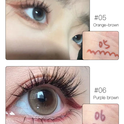 12 Colors Eyeliner Pencil Waterproof Long-lasting Orange Black Brown Easy Wearing Eyeshadow Contour Stick Lying silkworm Makeup