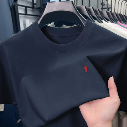 2025 Xiaoma Fashion Brand Pure Cotton Men's Short sleeved T-shirt Summer New High end Comfortable Casual Round Neck Top