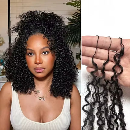 Burmese Deep Curly Pre Looped Feather Crochet Human Hair For Black Women Pre Separated Knotless Burmese Curly Hair For Braiding