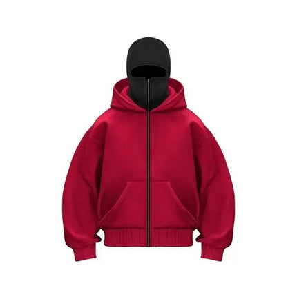 Men and Women Balaclava Y2K Gothic Harajuku Winter New Item Double Hooded Sweatshirt Men's Hooded Mask Zipper Sportswear
