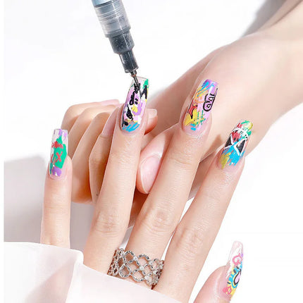 One Set Nail Art Drawing Graffiti Nail Polish Waterproof Painting Liner Pen DIY 3D Abstract Lines Flower Nail Manicure Tools