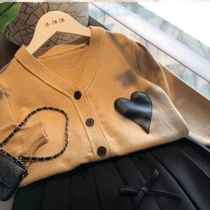2023 Spring Autumn Girls Jumpers Love Khaki Toddler Boys Tops Sweater Cardigan Children's Sweater Children Clothing Baby-clothes