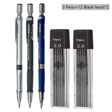 2.0mm Mechanical Pencil With Black/Color Lead Refill Automatic Pencil Art Drawing Painting Sketching School & Office Stationery