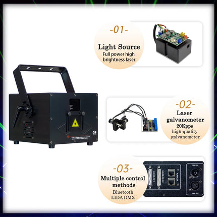 4W 6W 8W Stage 3D Animation Scanner RGB 20Kpps Laser Light With ILDA APP DMX For Bar Disco Christmas Party Wedding Show Light
