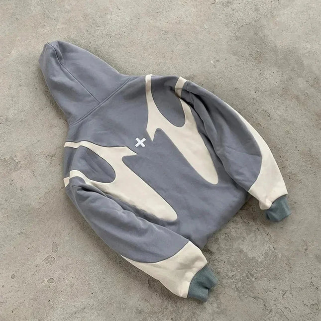 American Retro Letter Printed Devil Pattern Hoodie Y2k Harajuku Casual Couple Zipper Hoodies Sweatshirt Fashion Men's Clothing
