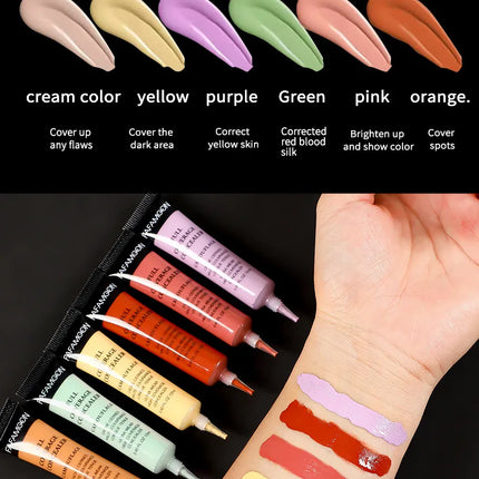 Full Coverage Waterproof Liquid Concealer LongLasting Oil Control Green Purple Orange Contour Matte Nude Facial Concealer Makeup