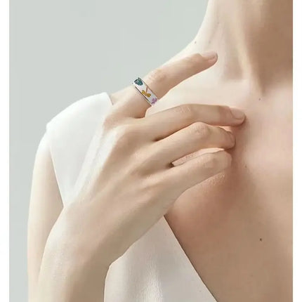 Smart ring White Dragonfly Lotus Style Activity tracking, calorie counting, step counting, distance tracking (km), 24/7 sleep tracking, heart rate monitoring, body temperature monitoring, blood oxygen monitoring, stress track