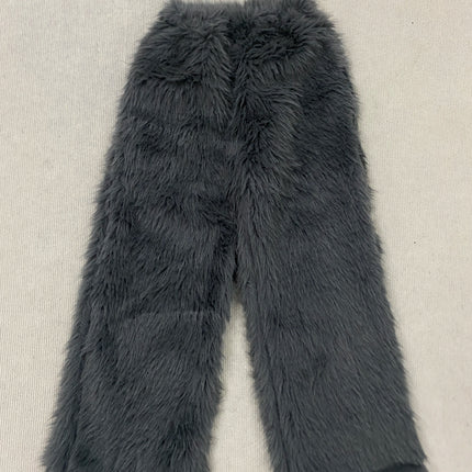 American Street Knitted Plush Pants, Loose Fitting Men's and Women's Couple Style Long Hair Pants, Thick Autumn and Winter Warm