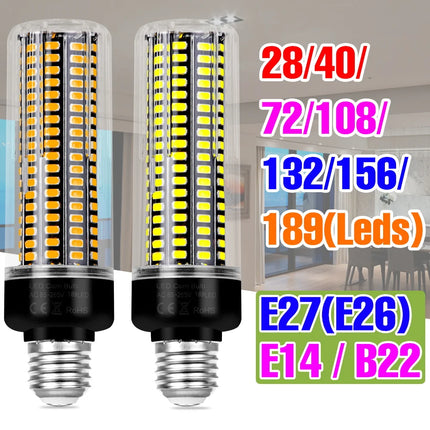 LED E27/E26 Corn Light Bulb E14 Ceiling Lamp B22 Chandelier Bulbs AC 85-265V No Flicker Balcony Home Living Room Cold/Warm White