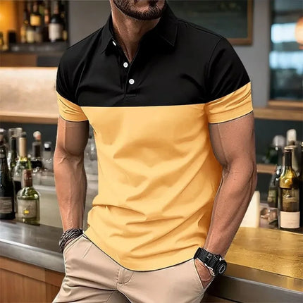 European and American Summer Men's Fashion Stripe Printed Comfortable Breathable Polo Shirt Outdoor Urban Casual Top