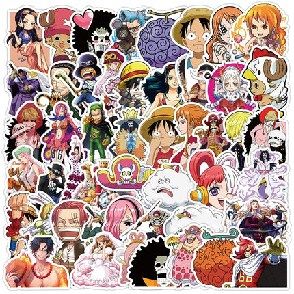 50/100pcs Japan One Piece Anime Stickers Cartoon Decals DIY Skateboard Car Laptop Motorcycle Waterproof Cool Sticker Classic Toy