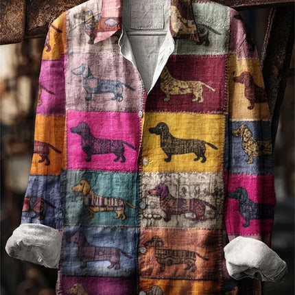 Hawaiian Men's Linen Long Sleeve Music 3D Guitar Printed Shirt Party Long Sleeve Beach Harajuku Top Shirt