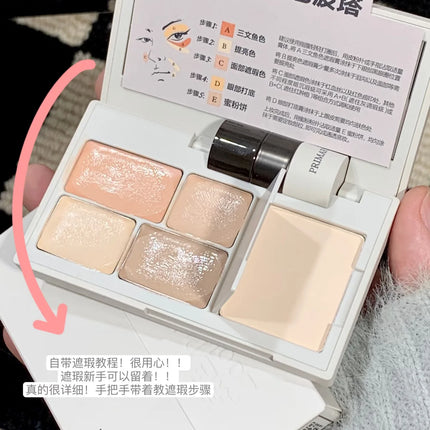 INSBAHA 5 Color Concealer Brightening Acne Mark Dark Eye Circles Tears Furrow Permanent Facial Concealer Setting Powder Plate