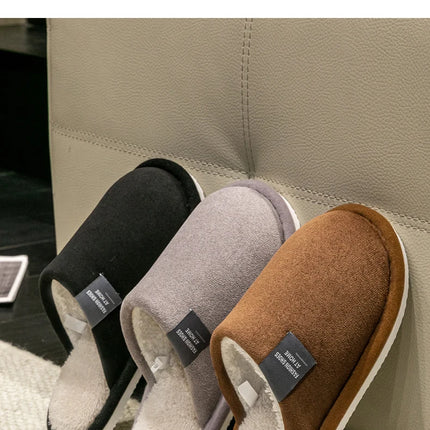Household Indoor Men's Slippers Autumn and Winter Home Floor for Guests Lightweight Quiet Non-slip Suede Fabric Couple's Shoes