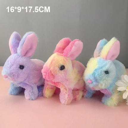 Cute Electric Rabbit Interactive Plush Toys Carrot Bunny Walking Wagging Ears Wagging Tail Stuffed Doll Pe