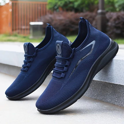 Breathable Lightweight Men's Knit Sneakers Slip Resistant Training Shoes for Running Basketball Black White Sports Shoes PU Sole