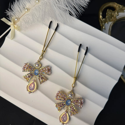 Rhinestones Star Tassels Nipple Chain No Piercing Bra Nipple Clamp Noose Rings Layered Crystal Body Jewelry for Women Sex Toys