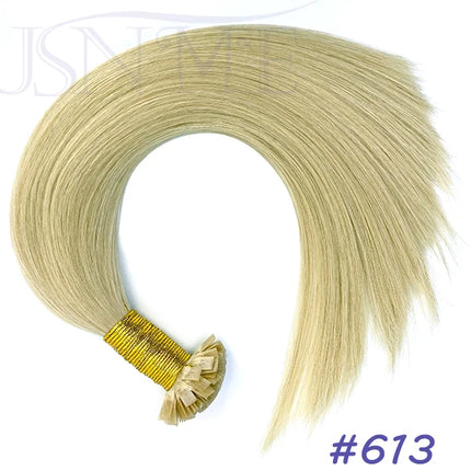 Virgin Hair Flat Tip Hair Extensions Natural Real Human Hair Fusion Capsule Keratin Brown Blonde 1g/Strand 14-22 inch For Woman