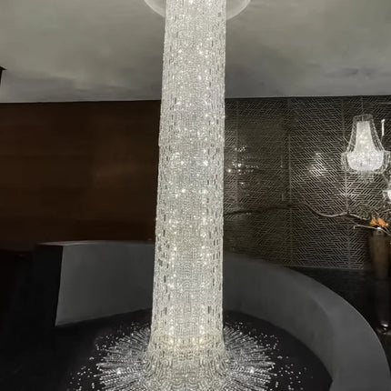 Crystal Spiral Stairs Chandelier Luxury Villa Staircase Chandelier Duplex Loft Hanging Lamp Customized Long Led Pendant Light