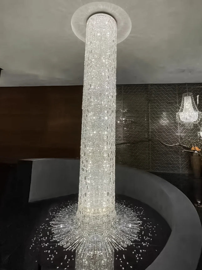 Crystal Spiral Stairs Chandelier Luxury Villa Staircase Chandelier Duplex Loft Hanging Lamp Customized Long LED Pendant Light