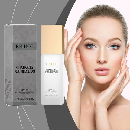 Colour Changing Foundation, Spf 15 Full Coverage Waterproof Makeup of The Face Brightening Mature Skin Foundation Cosmetics